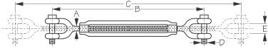 Sea-Dog Galvanized Jaw & Jaw Turnbuckle 1/4X4 (186100)