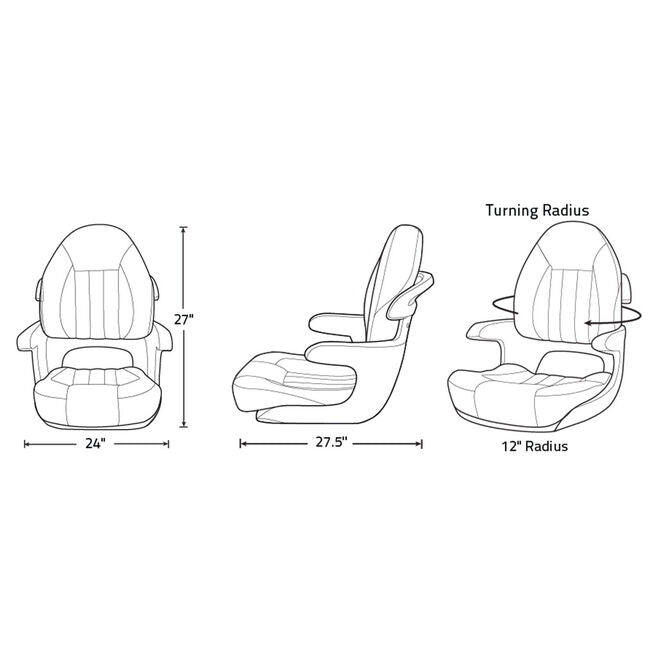 Tempress 68352 Probax Elite Helm Seat, Charcoal/Gray/Carbon