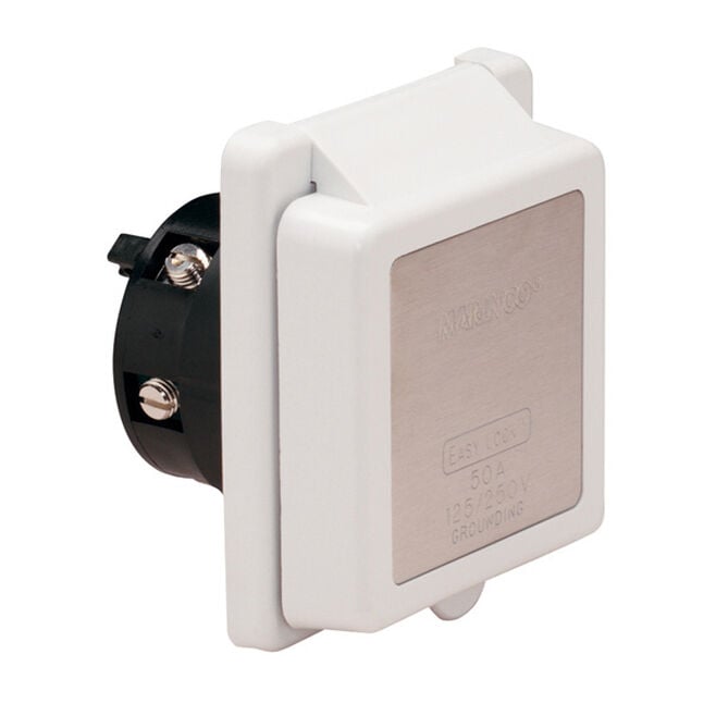 Marinco 6351EL 50 Amp 125V Power Inlet w/ SS Trim Without Rear Safety Enclosure