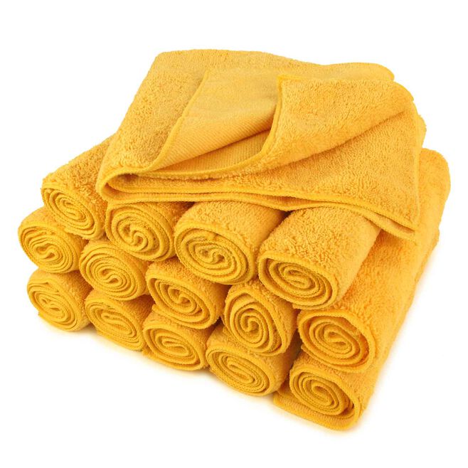 Buffalo Rags 65013 Microfiber Detail Towels 20" x 20", Yellow, 15/pk