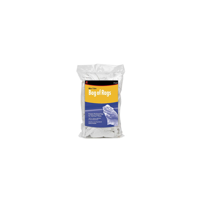Buffalo Rags 10521 Recycled White T-Shirt Wipers, 1 lb.