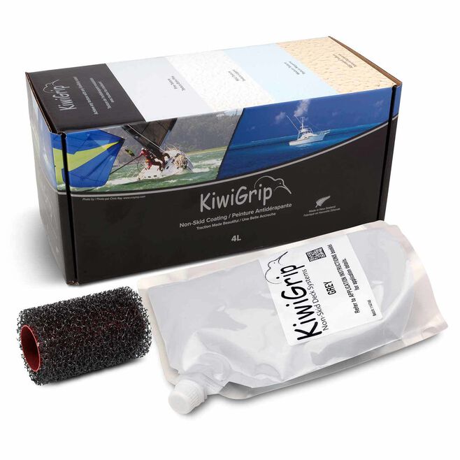 KiwiGrip Non-Skid Deck Coating with Roller, Durable, Non-Toxic, High-Traction Finish