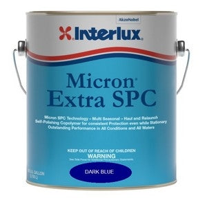 Interlux Micron Extra SPC Pintura antiincrustante autopulimentante de copolímero azul oscuro para varias estaciones (galón)
