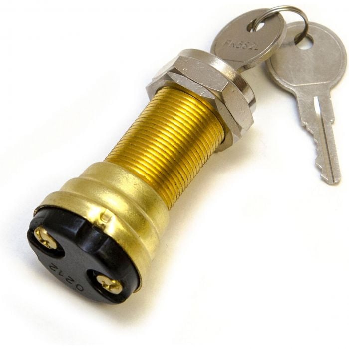 Sierra MP39020 Conventional 2 Position 1 1/8" Brass 2 Screw Terminal 12V 15 Amp, Ignition Starter Switch