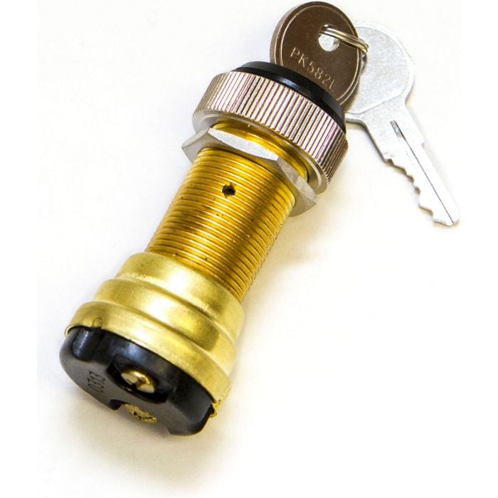 Sierra MP39820-1 Conventional 2 Position 1 1/8" Brass 2 Screw Terminal 12V 15, Amp Ignition Starter Switch