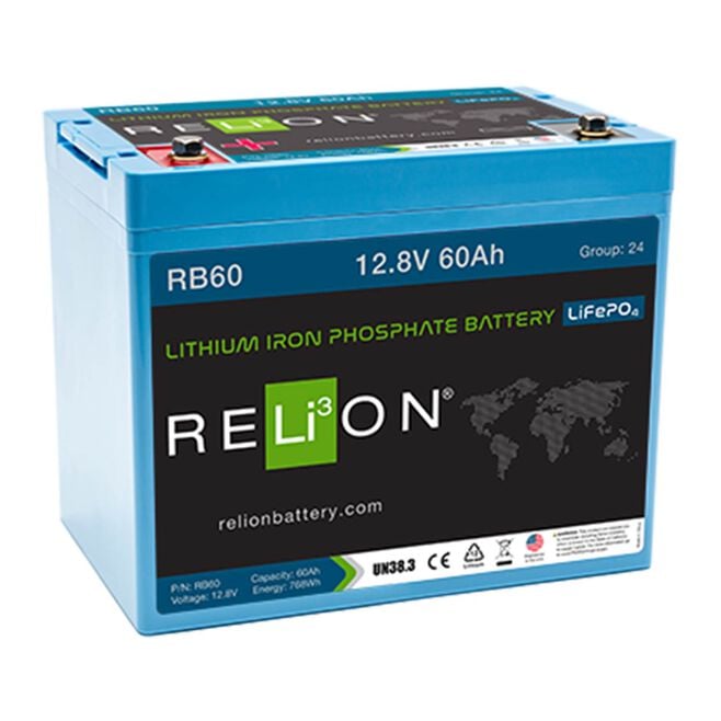 RELiON RB60 LiFePO4 Lithium Iron Phosphate 12V Battery, Group 24