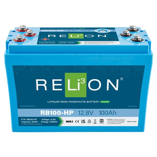 RELiON RB100-HP LiFePO4 Lithium Iron Phosphate 12V Battery, Group 31