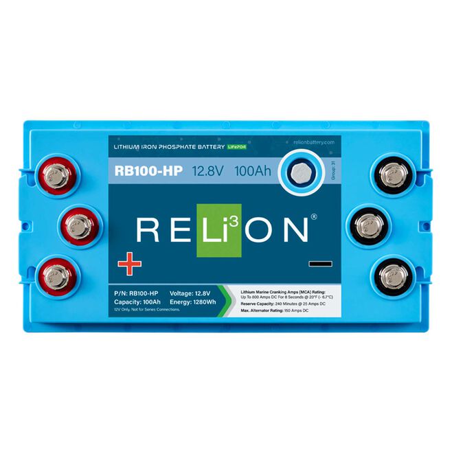 RELiON RB100-HP LiFePO4 Lithium Iron Phosphate 12V Battery, Group 31