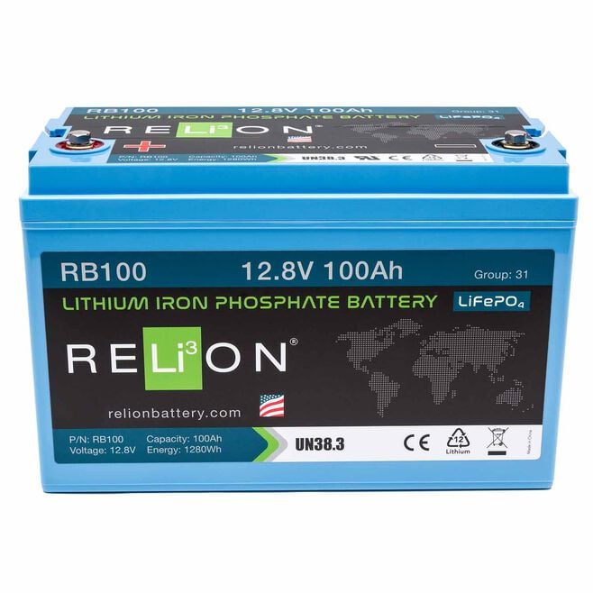 RELiON RB100 LiFePO4 Lithium Iron Phosphate 12V Battery, Group 31