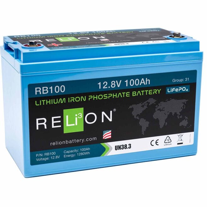RELiON RB100 LiFePO4 Lithium Iron Phosphate 12V Battery, Group 31