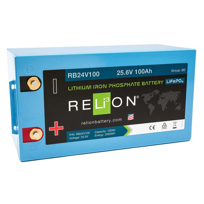 RELiON RB24V100 LiFePO4 Lithium Iron Phosphate 24V Battery, Group 24