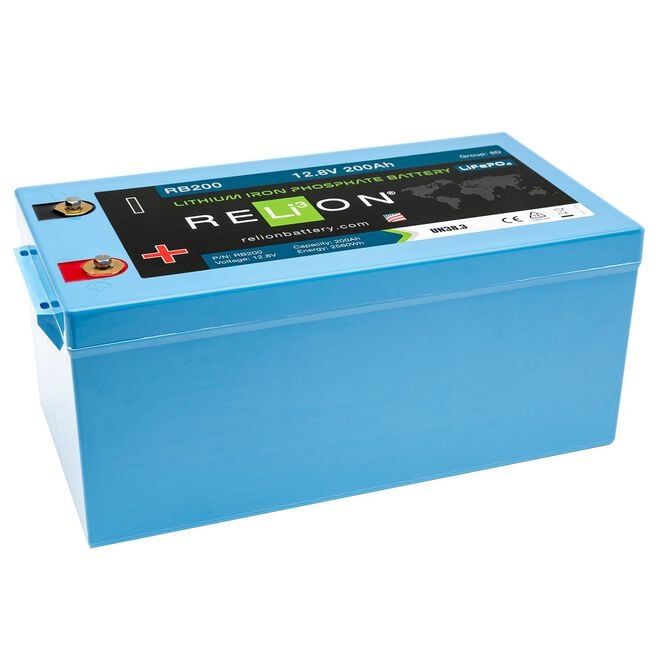RELiON RB200 LiFePO4 Lithium Iron Phosphate 12V Battery, Group 8D