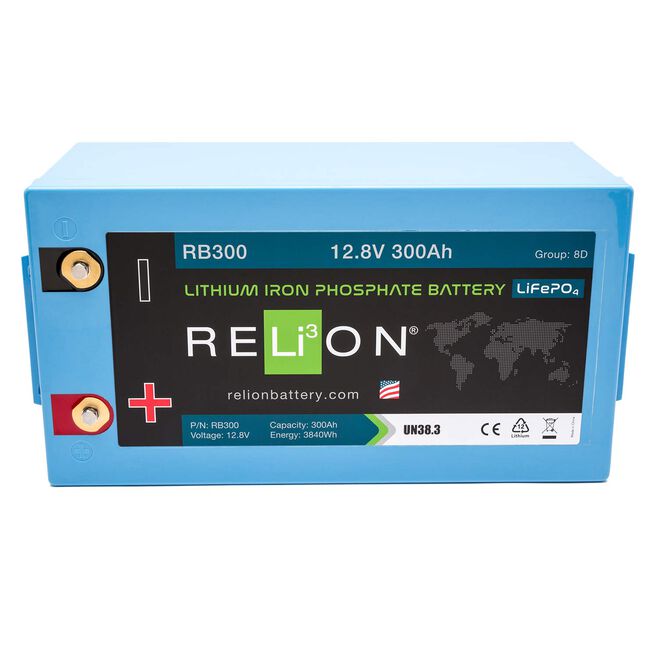RELiON RB300 LiFePO4 Lithium Iron Phosphate 12V Battery, Group 8D