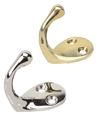 Sea Dog 671501-1 Sea-Dog Single Coat Hook Large, Chrome/Brass, pr.