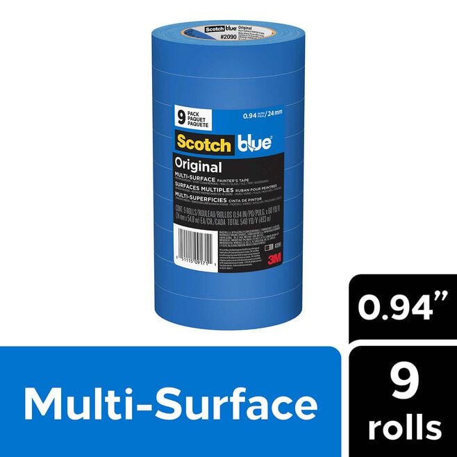 3M 09171 Marine Scotchblue 2090 Original Painter's Tape, Blue, 1" x 60 yards, 36 per case