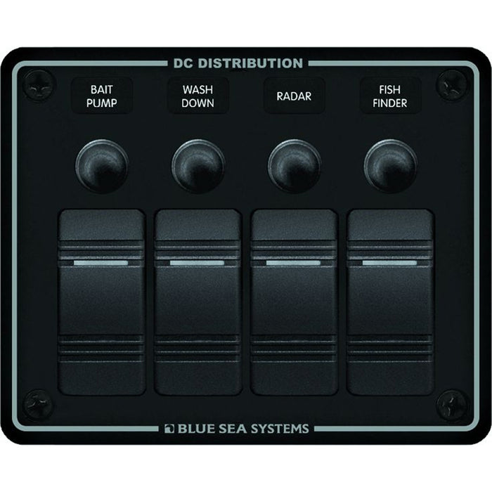 Blue Sea 8372 Resistente al agua 4 posiciones - Negro - Panel de montaje horizontal