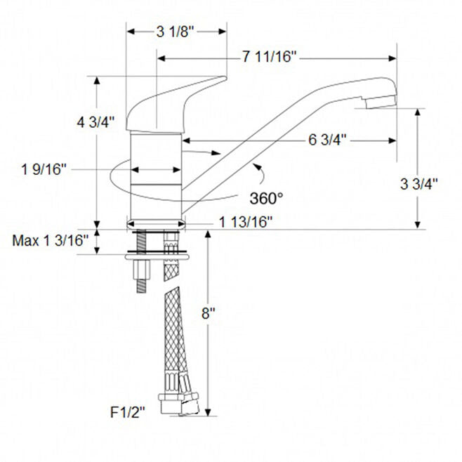 Scandvik 10480P Single Lever Mixer, Chrome/Brass