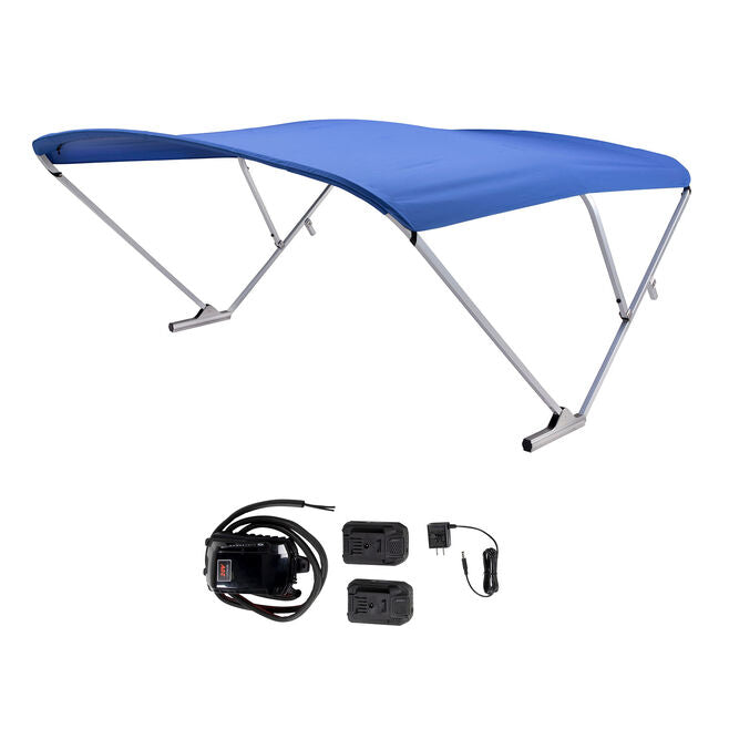 SureShade 2021133097 Battery Powered Bimini Black Anodized Frame & Pacific Blue, Fabric