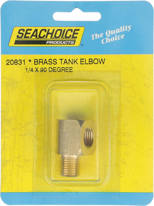 Seachoice 20831 90 Degree Brass Fuel Fitting 1/4" Male Npt X 1/4 Female Npt