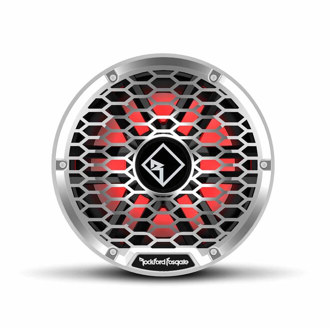 Rockford Fosgate M2D2-10I DVC 2Ω Color Optix Infinite Baffle Marine Subwoofer, 10" w/ White & Stainless Grills