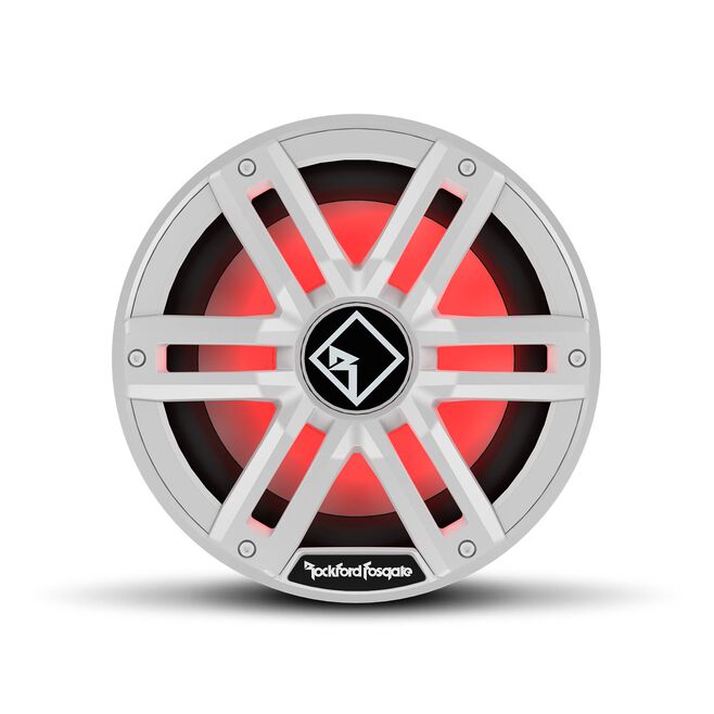 Rockford Fosgate M2D2-10I DVC 2Ω Color Optix Infinite Baffle Marine Subwoofer, 10" w/ White & Stainless Grills