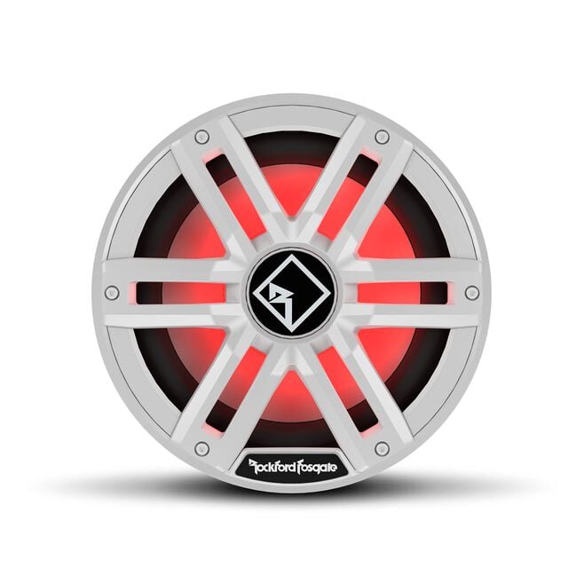 Rockford Fosgate M2D2-12I DVC 2Ω Color Optix Infinite Baffle Marine Subwoofer, 12" w/ White & Stainless Grills