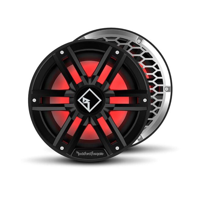 Rockford Fosgate M2D2-12IB Marine Subwoofer, DVC 2Ω Color Optix Infinite Baffle, 12" w/ Black/Stainless Grills