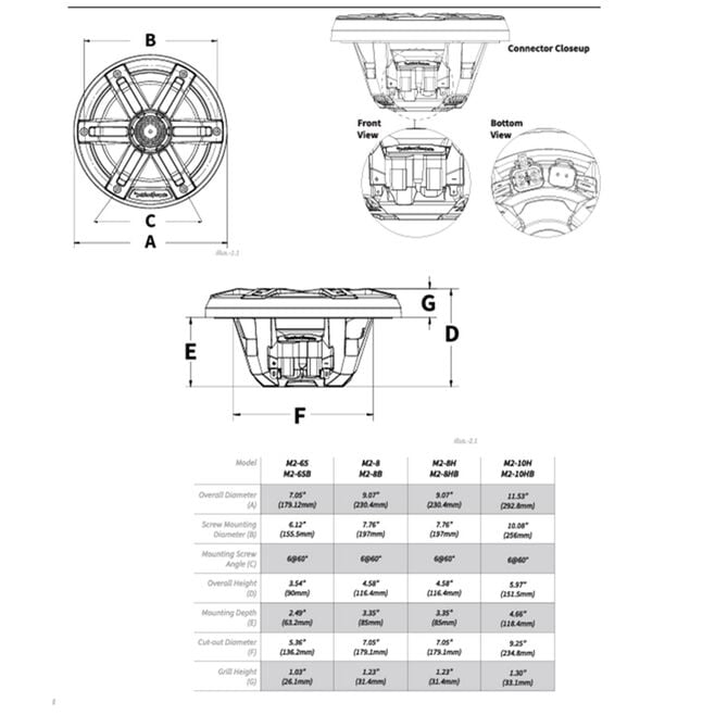 Rockford Fosgate M2-8B Color Optix Marine 2-Way Speakers, 8" Black / Stainless
