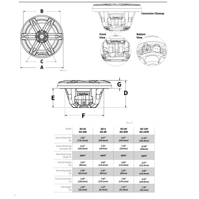 Rockford Fosgate M2-65B Color Optix Marine 2-Way Speakers, 6.5" Black / Stainless