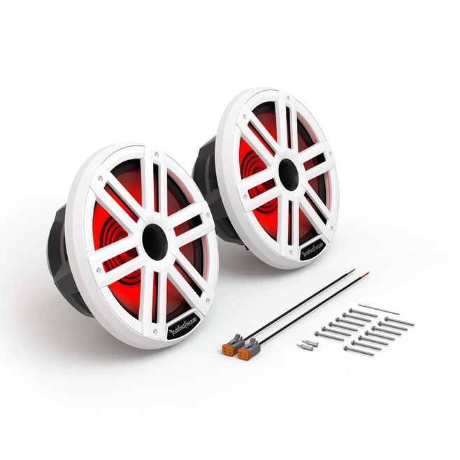 Rockford Fosgate M2-8H Color Optix Marine 2-Way Horn Speakers, White / Stainless