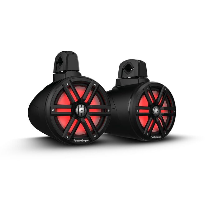 Rockford Fosgate M2WL-8B Color Optix 2-Way Wake Tower Can Speakers, 8" w/ White & Stainless Grills