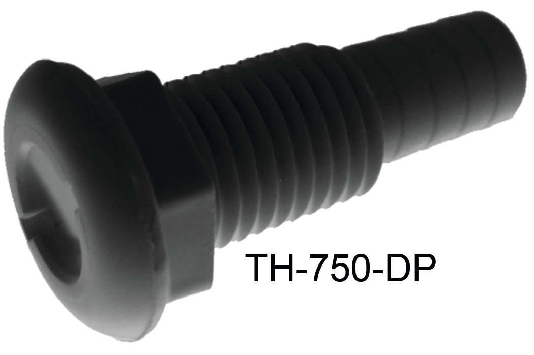 TH Marine TH-750-DP Thru Hull 3/4 Straight Black