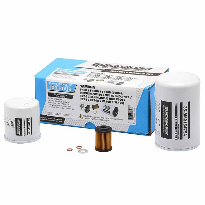 Mercury 8M0222224 Quicksilver 100 Hour Maintenance Kit, Yamaha Various 150/175/200/225/250