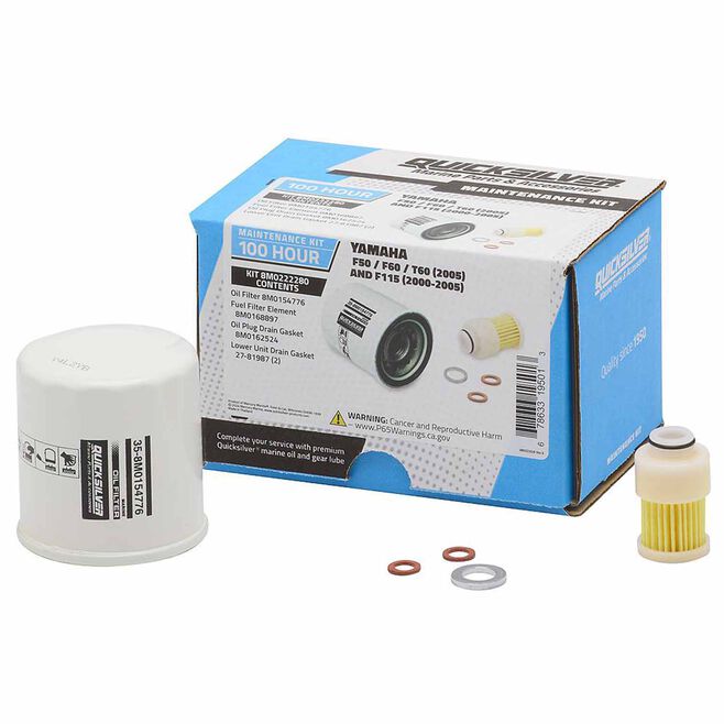 Mercury 8M0222280 Quicksilver 100 Hour Maintenance Kit, Yamaha F50/F60/T60 & F115