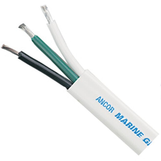 Ancor 131725 Marine Grade Tinned Triplex Cable, Black/Green/White Conductors, 16/3 AWG, 250', White Jacket