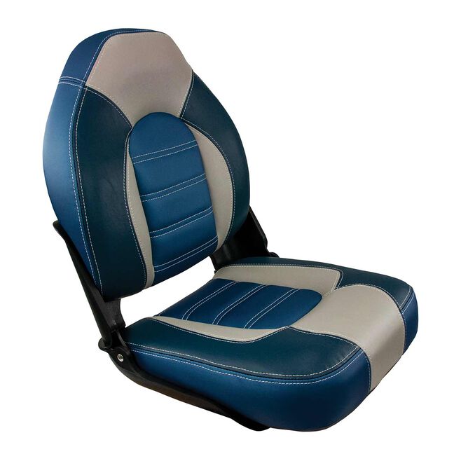Springfield 1061069-B Skipper Premium High Back Fold Down Seat, Blue/Gray