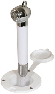 Scandvik 10298 Recessed Transom Shower White w/ 13' Nylon Hose, Horizontal Mount Only