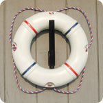 Dock Edge DE58421F Recreational Decorative Ring Buoy 19" White w/ Red/White/Blue, Rope