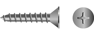 Seachoice SC0642 Phillips Tapping Screws Flat Head, #10 x 3"