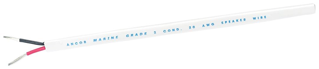 Ancor 122010 Marine Grade Tinned Copper White Flat Signal Cable, 20/2 AWG, 100', Black/Red