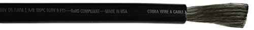 Cobra Wire and Cable A2110T07025FT Tinned Copper Battery Cable, 1/0, 25', Black