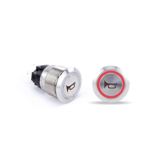 Sierra AV10050R Push-Button Switch, Off/On, Red Halo LED w/Horn Symbol