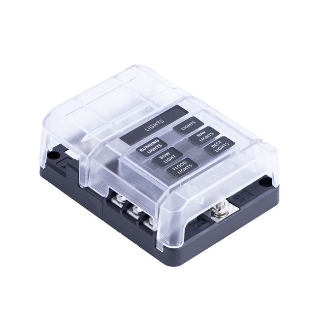 Sierra FS40830 408 Series Fuse Block W/bus Bar & Cover, 6-Gang
