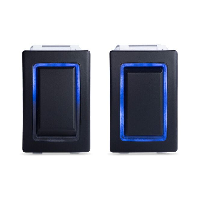 Sierra RK40670B Rocker Switch w/Halo LED Light, ON OFF ON, DPDT, Blue