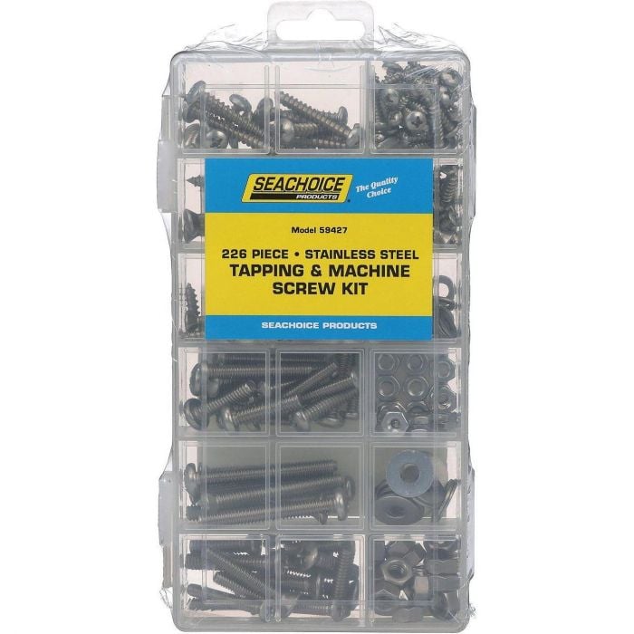 Seachoice KP5577SC Stainless Steel Tapping And Machine Screw Kit 226 Piece