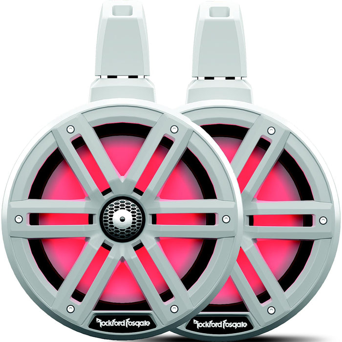 Rockford Fosgate M2WL-8 Color Optix 2-Way Wake Tower Can Speakers, 8" w/ Black & Stainless Grills