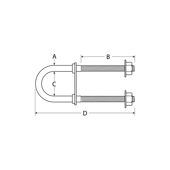Attwood 66261L3 Bow Eye U-Bolt Stainless Steel 1/2-13 x 3-1/4"
