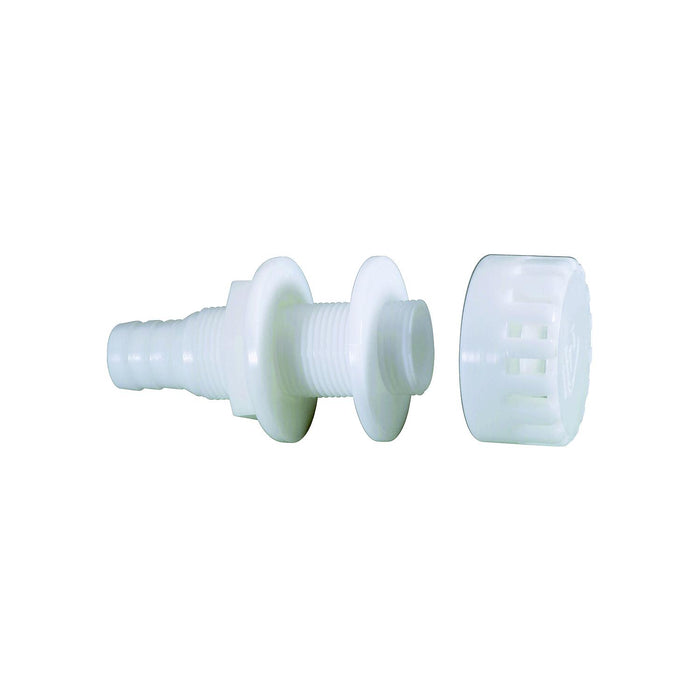 Attwood 3886-3 3/4" Acetal Thru Hull With Strainer, White