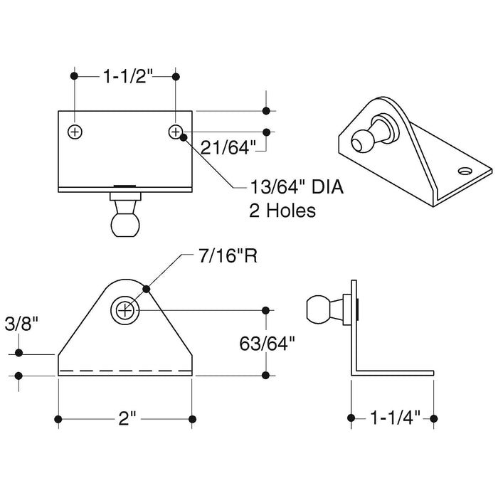 Attwood SL50SSP3-7 50 Ser S.S. Bracket Reverse Ball