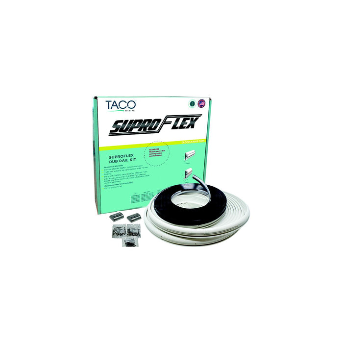 Taco Metals V11-9993WWK80-2 SuproFlex Rub Rail Kit, 2" x 1-1/4" Medium, White, with Vinyl Overlay Insert